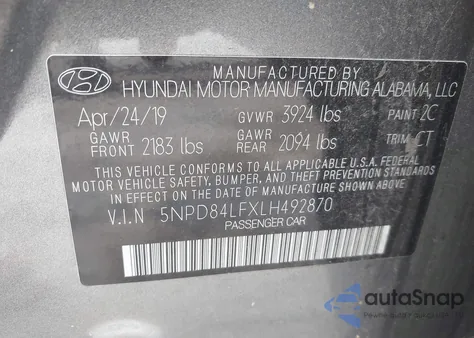2020 Hyundai Elantra Sel from USA, damaged, VIN 5NPD84LFXLH492870